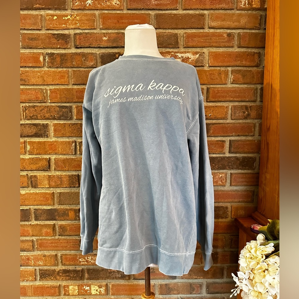 Comfort Colors Blue/Gray Sigma Kappa James Madison University Medium Sweatshirt